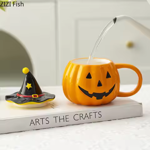 Halloween Pumpkin Porcelain Mugs Water Cup Creative Tableware Coffee Mug Dining Table Afternoon Tea