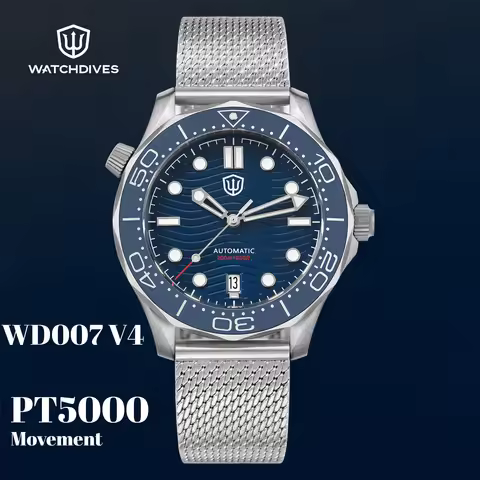 Watchdives WD007 V4 42mm Watch PT5000 Automatic Movement Titanium NTTD Wristwatch Domed Sapphire Cry