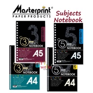 < 3 / 5 Subjects Notebook> Size A5 / A4 Wire O Ring Binded with PP Plastic Cover & Colour Paper Divi
