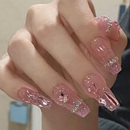 Wearing Nails Manicure Nails Pink Diamond Chain Detachable Fake Nails 2026.7.28