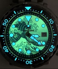 STEELDIVE 《神奈川沖浪裏》罐頭300m全夜光錶面自動機械潛水錶  （向精工SEIKO TUNA 罐頭吞拿魚潛水錶致敬款式）