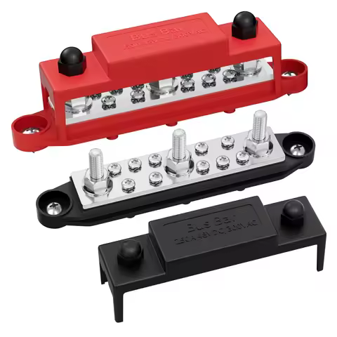 DaierTek Power Distribution Block 12V Bus Bar 250A 5/16" Stud Marine Bus Bar Terminal Block 12 Volt 