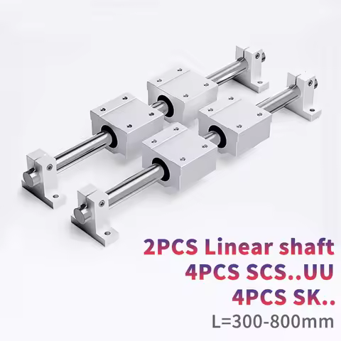 2PCS Linear Shaft OD8/10/12/16mm 300 400 500 800mm 4Pcs SCS8/10/12/16UU Linear Bearing Blocks 4Pcs S