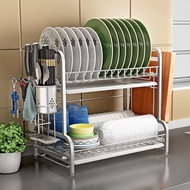 ST-🚤304Stainless Steel Kitchen Dish Rack Draining Rack Tableware Dish Storage Rack Household Multi-Functional Countertop