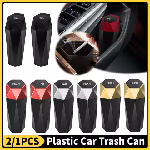 2/1PCS Mini Universal Car Trash Can with Lid Leakproof Vehicle Trash Bin Seat Back Trash Bin Auto Or