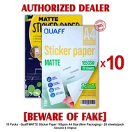 Quaff MATTE Sticker Paper Papers Stickers A4 Size 165gsm 20's - 10 Packs
