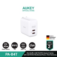 [ทักแชทรับคูปอง] AUKEY PA-B4T หัวปลั๊กชาร์จเร็ว 45W Dynamic Dual USB-C Power Delivery หัวปลั๊กชาร์จเร็ว PD 45W รุ่น PA-B4T