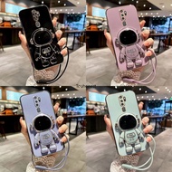 Casing Oppo A9 2020 Case Oppo A71 Case Oppo A55 Case Oppo A5 2020 Case Oppo A52 A72 Case Oppo A92 Case Oppo R17 Pro Case Oppo A59 F1S Case Fashion Silicone Cute Cool Anime Astronaut Stand Phone Cover Cassing Cases Case With Rope TG
