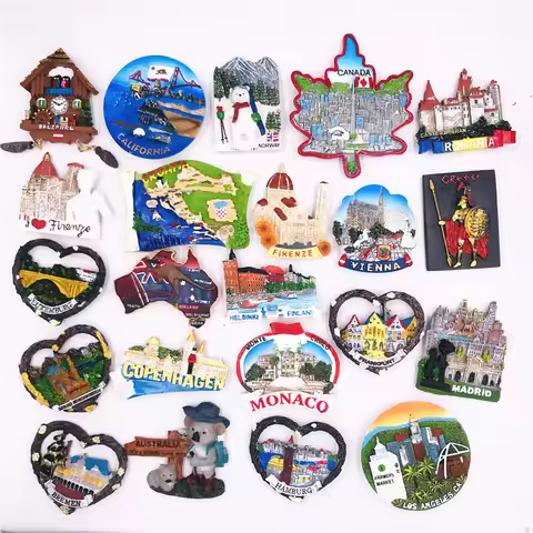 World Tourist Fridge Magnet Souvenir Los Angeles California USA Ireland Romania Croatia Monaco Finla