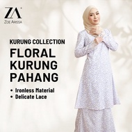 ZOE ARISSA BAJU KURUNG PAHANG FLORAL LACE RAYA HAJI 2024 Ironless Floral Design REESE Kurung Moden Plus Size Murah