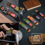 【MiFa】Mifa Apple Watch EDC-34太空總署NASA系列戰術尼龍混搭真皮皮革運動錶帶(適用S1-9代 &amp; Ultra 1-2 &amp; SE )
