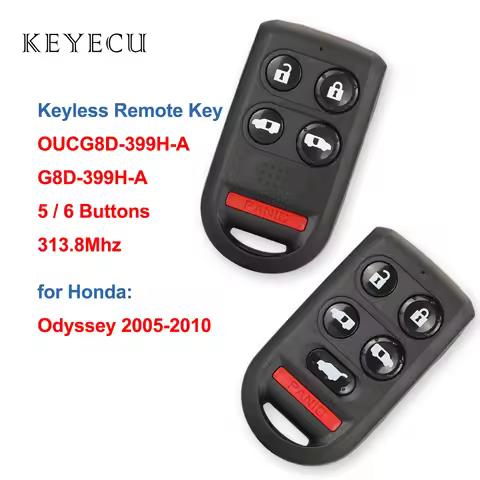 Keyecu Keyless Remote Car Key Fob 5 6 Buttons 313.8Mhz for Honda Odyssey 2005 2006 2007 2008 2009 20