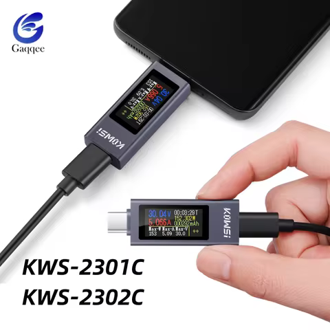 KWS-2301C Type-C Mini Power Voltage Tester Voltmeter HD Led Digital Display Tester Volt Current Mete