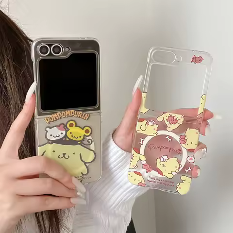 Korean Cute Cartoon Puppy Phone Case for Samsung Galaxy Z Flip5 Flip6 7 Flip7 7 FE 6 5 Cover Magneti