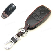 Leather Case Cover Holder For Mercedes Benz 2018+ E S Class Remote Smart Key 5BT5 Buttons E300 E450 