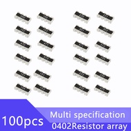 100pcs 0402*4 8P4R 2*4P SMD Network Resistor Array 0 4.7 5.1 10 22 33 47 49.9 51 100 220 1K 2K 3.3K 