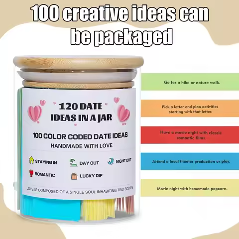 100 Date Ideas In A Jar Color Coded Date Ideas Budget-friendly Date Jar Anniversary Gifts Valentine'