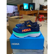 HOKA ONE ONE Bondi 8 Shock Absorption Sneakers Running Shoes Navy Blue Green Men And Women Shoes