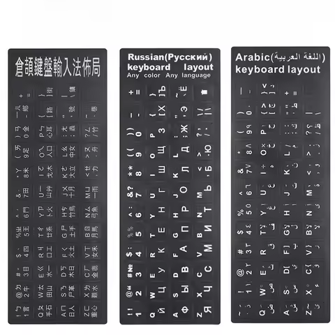 Russian French English Arabic Spanish Portuguese Hebrew Keyboard Stickers Letter Alphabet Layout Sti