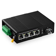 Binardat 5 Port Gigabit PoE Din Rail Industrial Ethernet Switch, 4 PoE IEEE802.3af/at, 1 SFP Port wi
