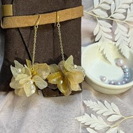 永生繡球花球 棕色漸層真花耳環 earring UV 樹脂