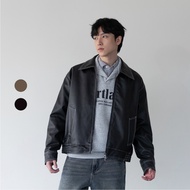 50% Fifty Percent|Retro Textured Leather Jacket|02553741004