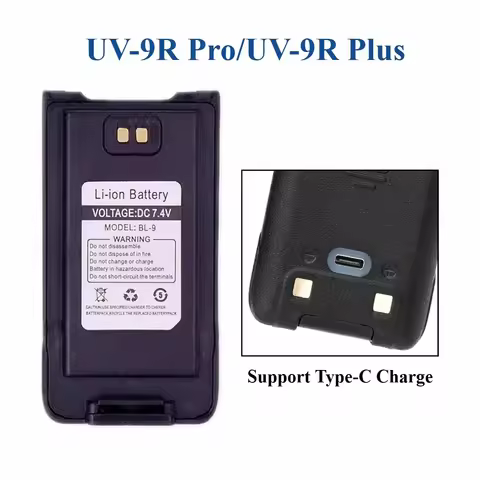 Compatible with Baofeng UV-9R Pro 7.4V Li-ion Battery IP68 Support Type-C Charge for GMRS-9R ​​​​​​​