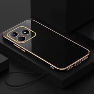 Softcase REALME C63 | REALME C61 Case Luxury Plating Casing Silicone Stand Back Cover