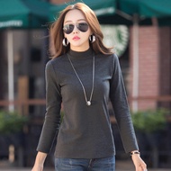 2025年韩版修身纯色女士长袖t恤半高领女装T恤上衣薄款热销2025 Korean-style slim-fit solid color women's long sleeves benyishi74