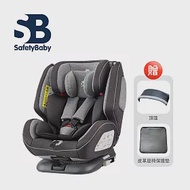 Safety Baby 適德寶 德國 0-12歲 ISOFIX 安全帶兩用360度旋轉汽車安全座椅(附同色頂篷+皮革座椅保護墊) - 軍艦灰