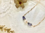 菫青石和淡水珍珠項鍊 天然A級菫青石 天然A級淡水珍珠 手作飾品