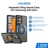 Anvers Samsung S26 Ultra 360 Rotatable Magnetic Ring Stand Case Shockproof Matte Cover