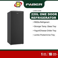 FABER Refrigerator (220L) LED light Stronger Temp. Glass Tray Chiller Tray Multi-Flow Mini Bar Fridge LUSSO 221BK