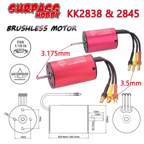 SurpassHobby KK 2838 2845 5900KV 4400KV Waterproof Brushless Motor 3.175mm Shaft for Wtloys Remo 1/1