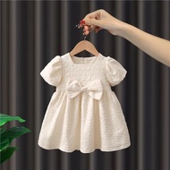 1.10,000 People Collection Girls Dresses Girls Baby Mid-Length Skirts Children Short-Sleeved Western
