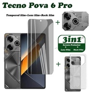 Tecno Pova 6 Pro Tempered Glass Tecno Pova 6 Pro Screen Protector Full Cover Screen Matte Privacy Glass 3In1 Carbon fiber back film