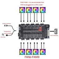 MG 12V 4Pin  5V 3Pin ARGB Fan PWM HUB 1 To 10 Multi Way Splitter AURA Fan Cooler