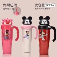 Glass Cooler Strawberry Bear Minnie Cartoon Shape 800ml Large Capacity Thermos Cup/Water Cup with St