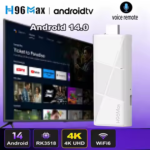 Android 14 TV Stick H96 MAX Rockchip RK3518 with 4K HDR 2.4G 5G wifi6 2GB 8GB 16GB Voice Remote