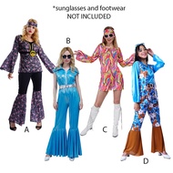 Hippie Costume for Women Sixties Seventies Disco Cosplay 60s 70s Decade Halloween Adult Female