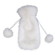 TENB Christmas Wine Bottle Cover Bags White Faux Fur Christmas Bottle Cover Bag Decor