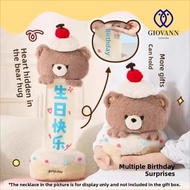 GIOVANNI Plush Bear Doll, Creative Soft Bear Cake Plush Toy, Interactive Surprise Cartoon Cute Birth