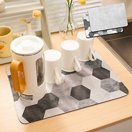 QIDINA 台灣獨家設計高質感軟硅藻土桌面吸水墊30X40瀝水墊/餐墊
