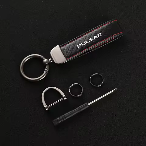 Leather Carbon Fiber Car Rings Keychain Zinc Alloy Keyrings For Nissan Pulsar N14 N15 N16 C13 1990-2