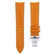 18mm Leather Watch Band Strap Compatible with Tudor Deployment Clasp Orange