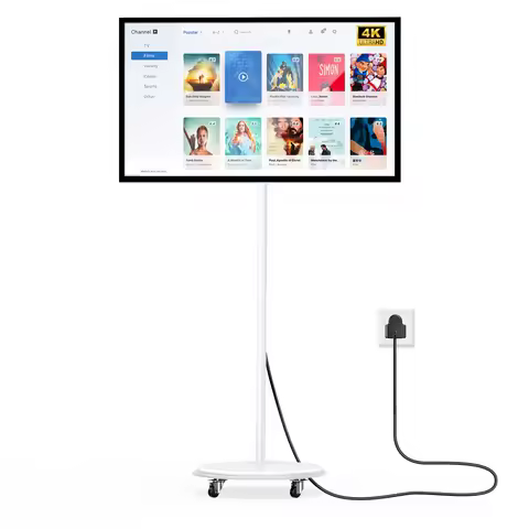 32/43-Inch Portable TV Smart Screen on Wheels, 2K Rotatable with Touchscreen, Android OS, 8H Video P