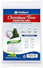 VicMore White Polyethylene Tree Bag 9ft x 6ft Hassle-Free Christmas Tree Removal Bag for Easy Cleanup Tree Disposal Bag Durable and Tear-Resistant Eco-Friendly and Reusable Fits Most 9ft Trees