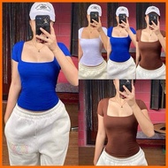 ◧ ▥ JILLIAN SQUARENECK DOUBLE LINING Full Length Top/ Basic Top