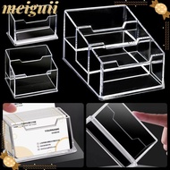 MEIGUII 1Pcs Bussiness Card Holder,  Transparent Display Stand Business Card Box, Acrylic Plastic 1/