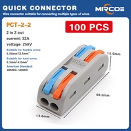 "MIRCOE ขายส่ง Quick Wire Terminal Connector สายไฟสากล Splitter สายไฟ 2 ใน 2 ขั้วต่อสายเคเบิล PCT2-2